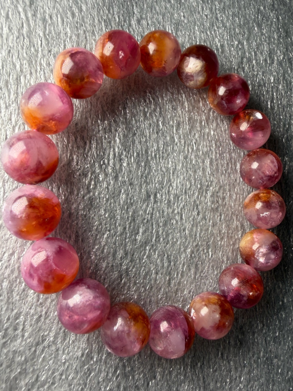 Rare Flashy 11MM Fuchsia/Red Mixed Emerald Natural Crystal Bracelet